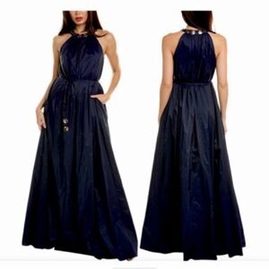 STAUD Benoit Navy Blue Halter Maxi Dress Size 4